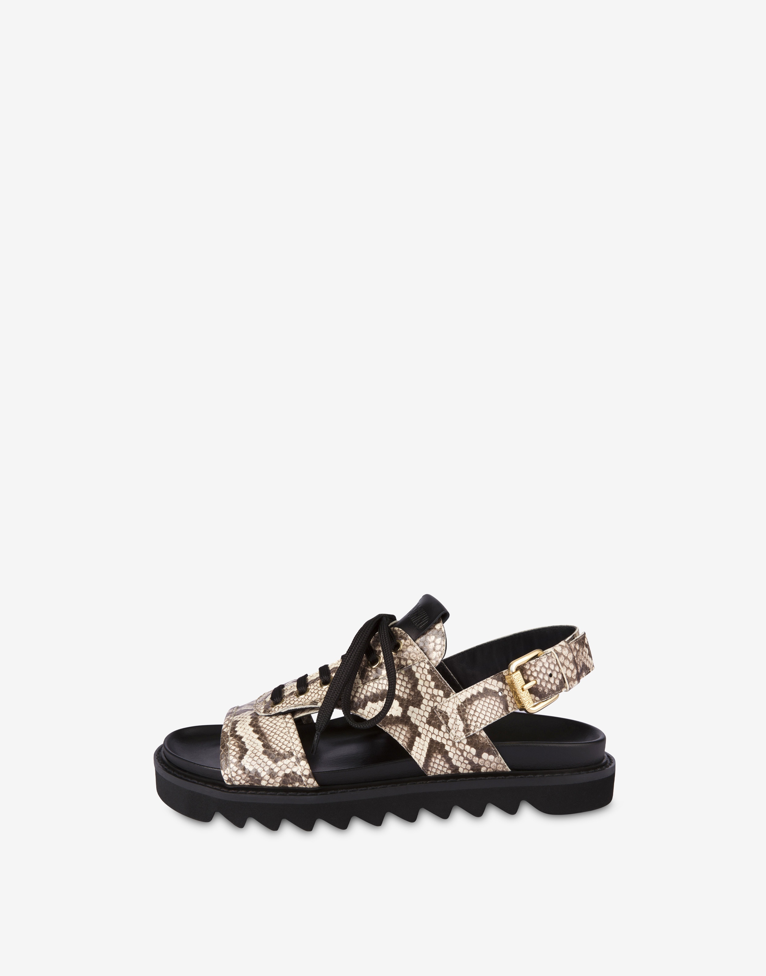 PYTHON-PRINT LACE-UP SANDALS - 2
