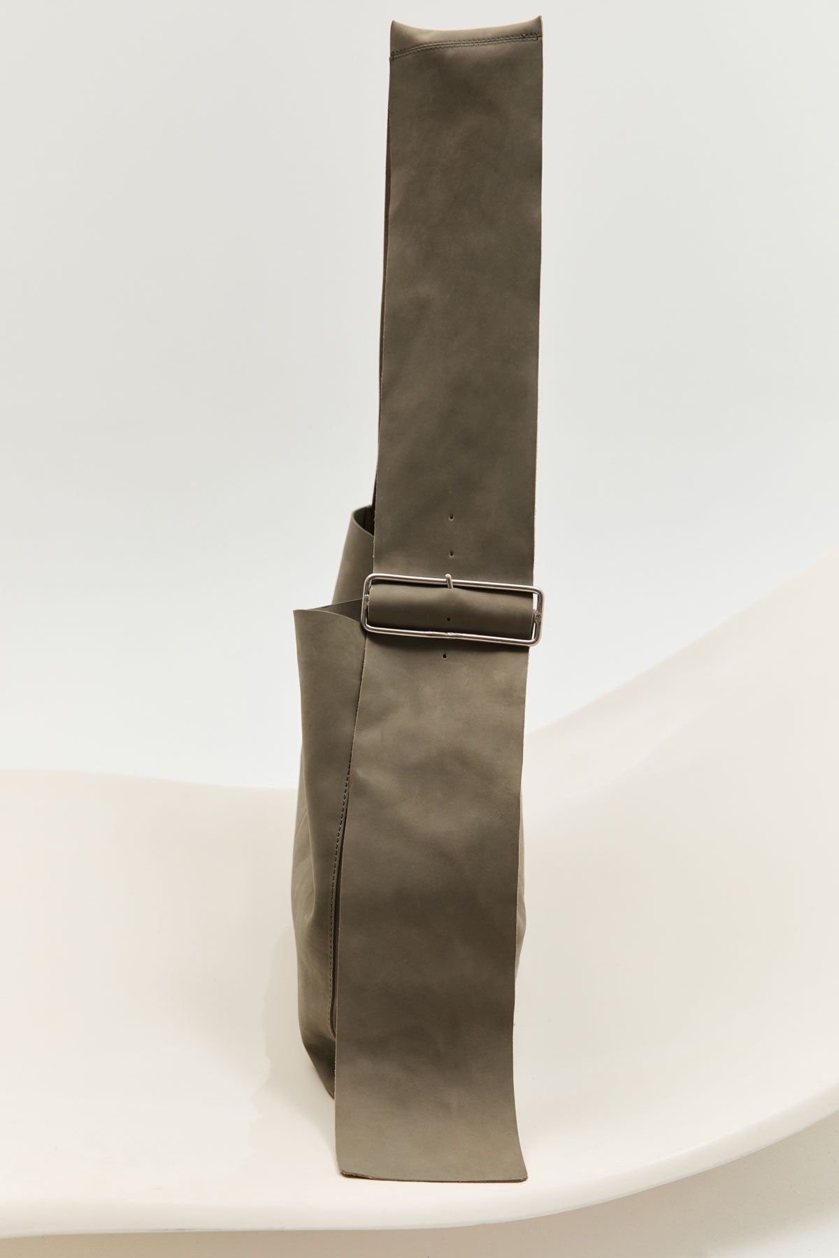 Oversized Nubuck Satchel - Smokey Olive - 4
