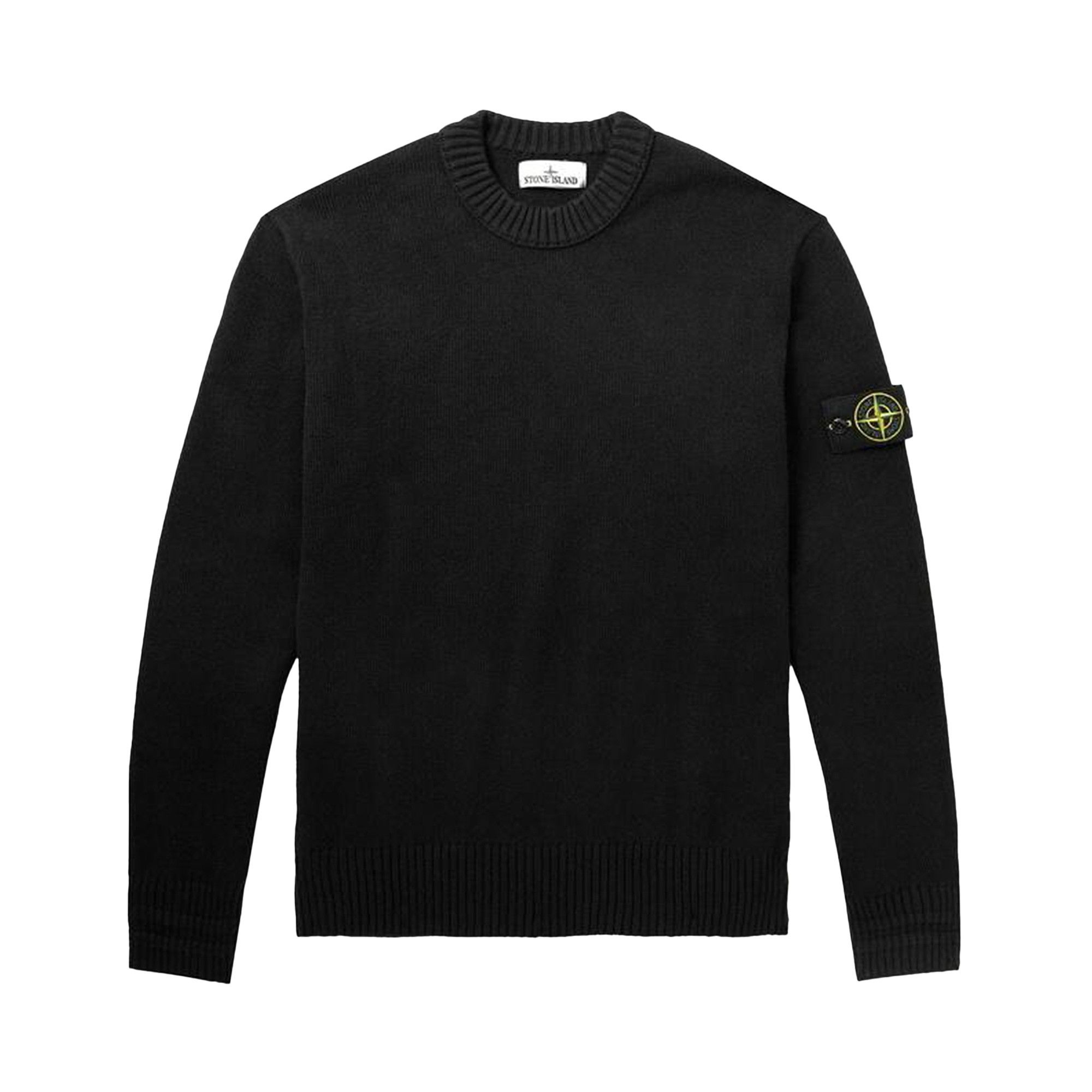 Stone Island Logo Patch Crewneck Jumper 'Black' - 1