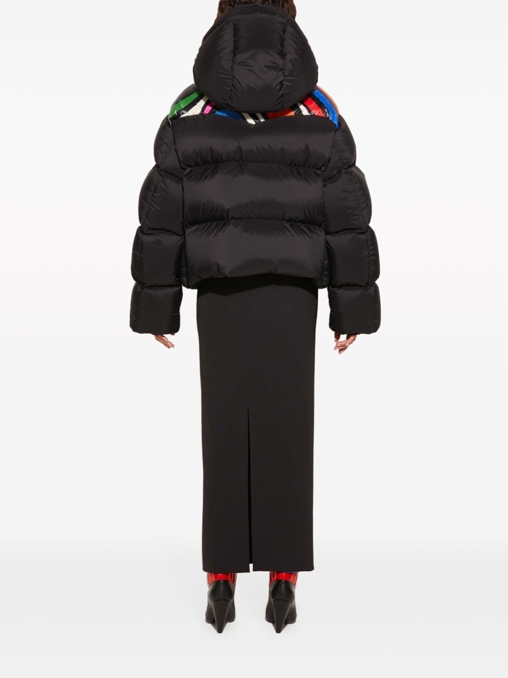 Onde-panelling hooded puffer jacket - 4
