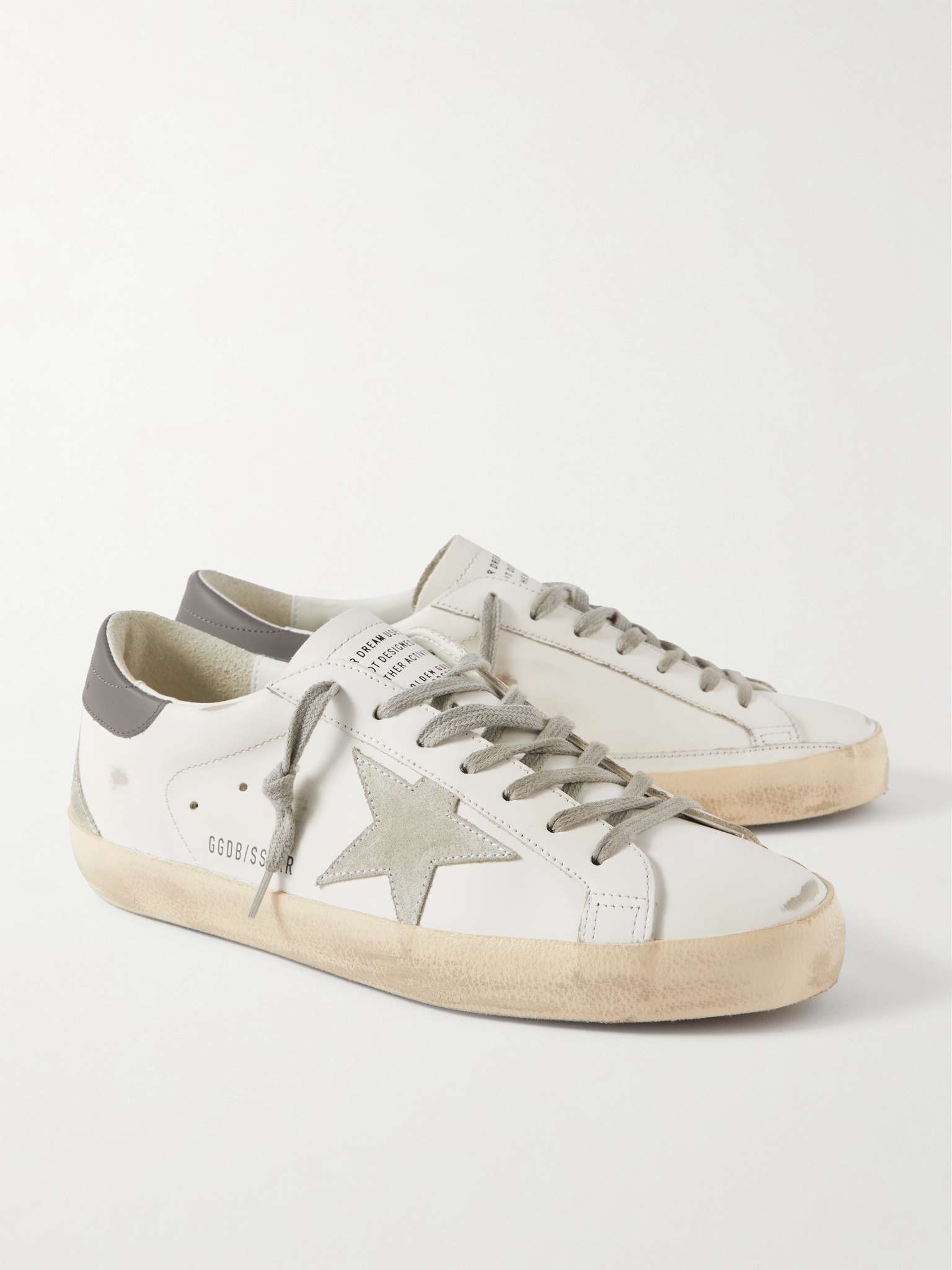 Super-Star Distressed Suede-Trimmed Leather Sneakers - 4