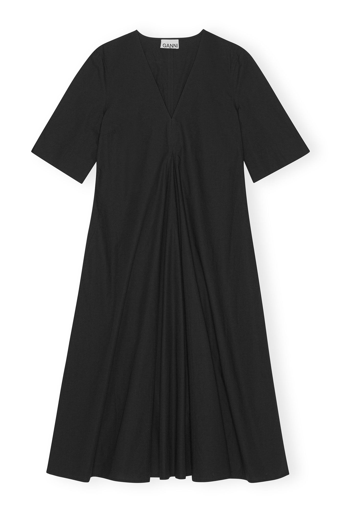 EXCLUSIVE BLACK COTTON POPLIN MAXI DRESS - 1