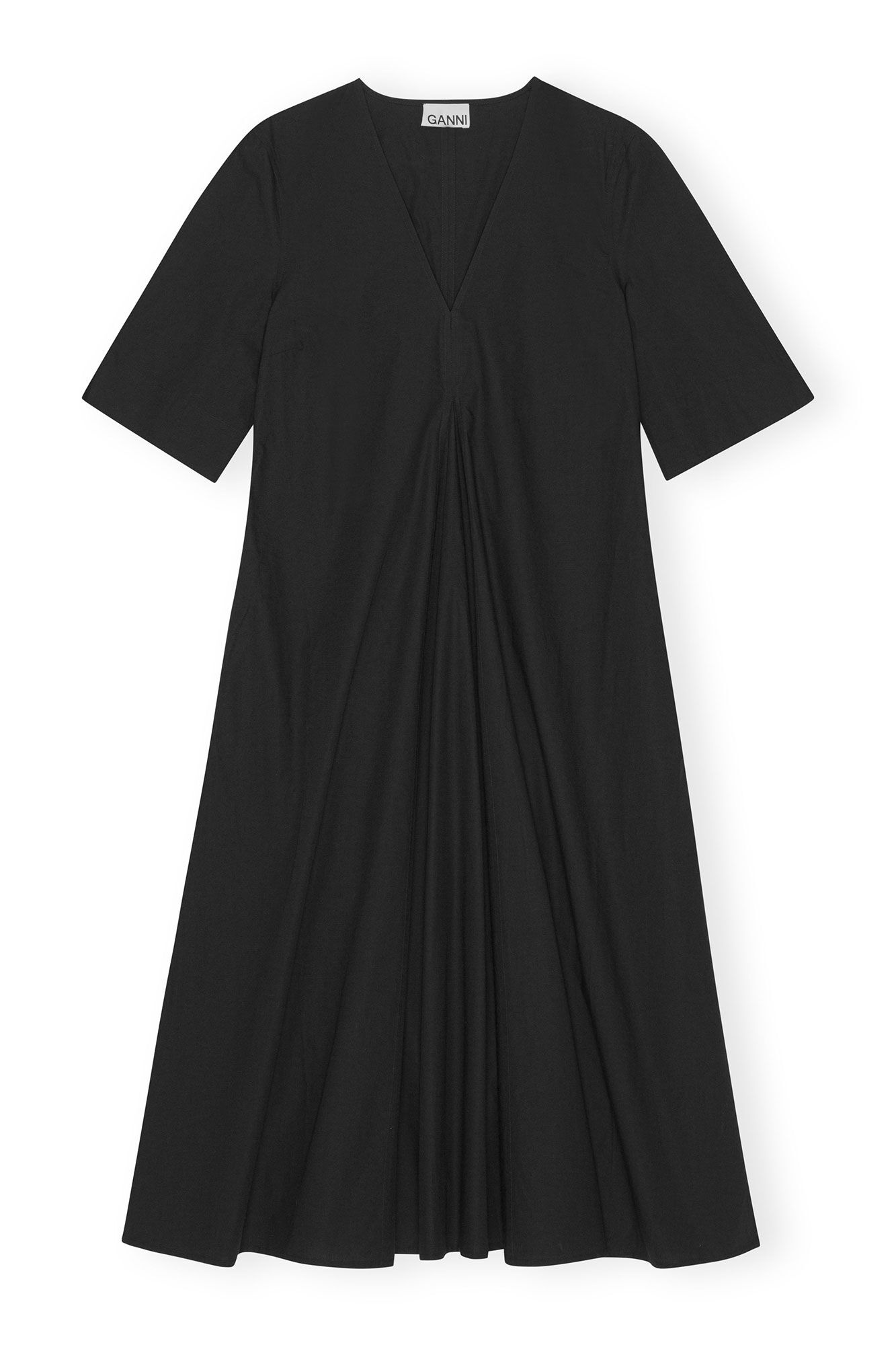 EXCLUSIVE BLACK COTTON POPLIN MAXI DRESS - 7