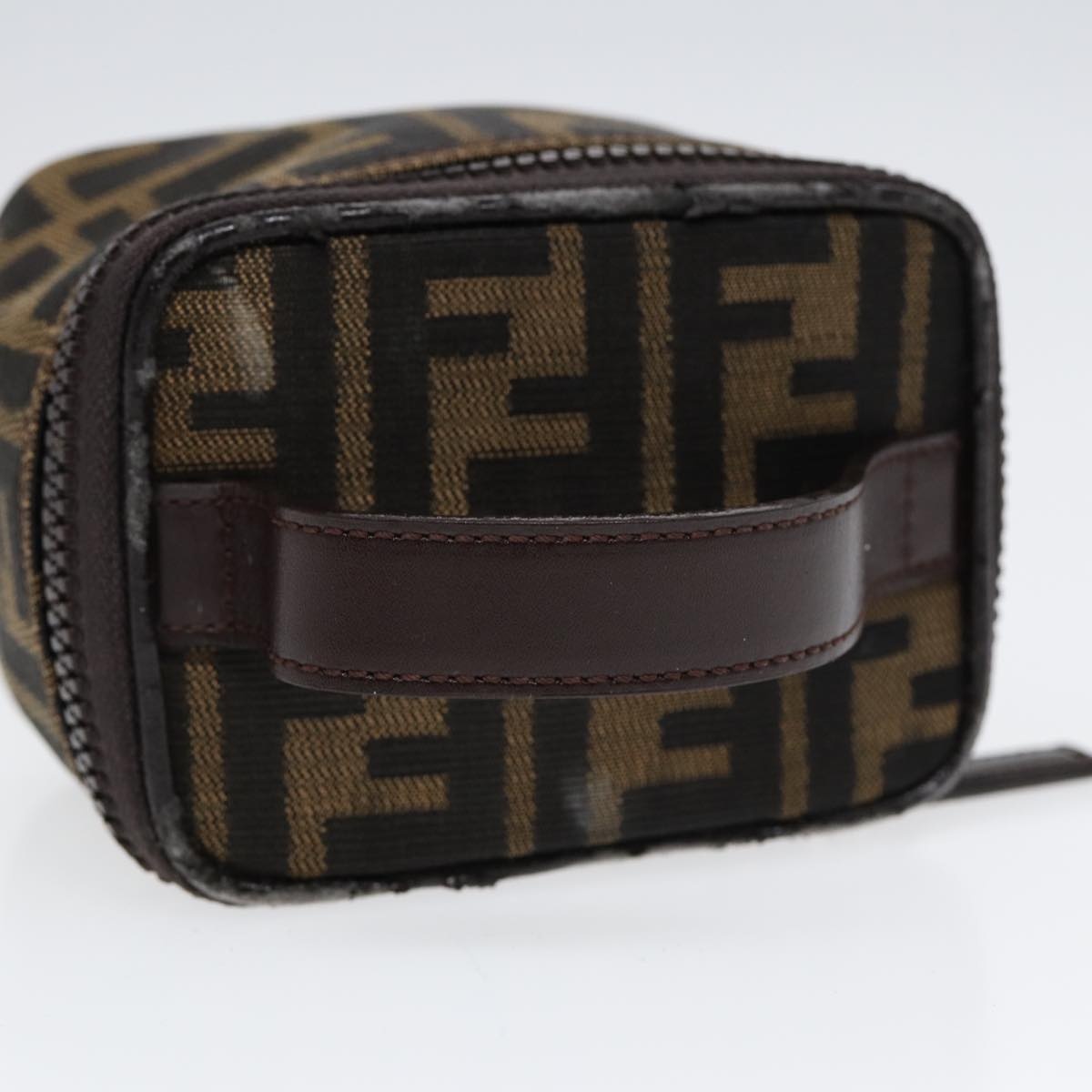 FENDI Zucca Canvas Vanity Hand Bag Brown Black Silver - 7
