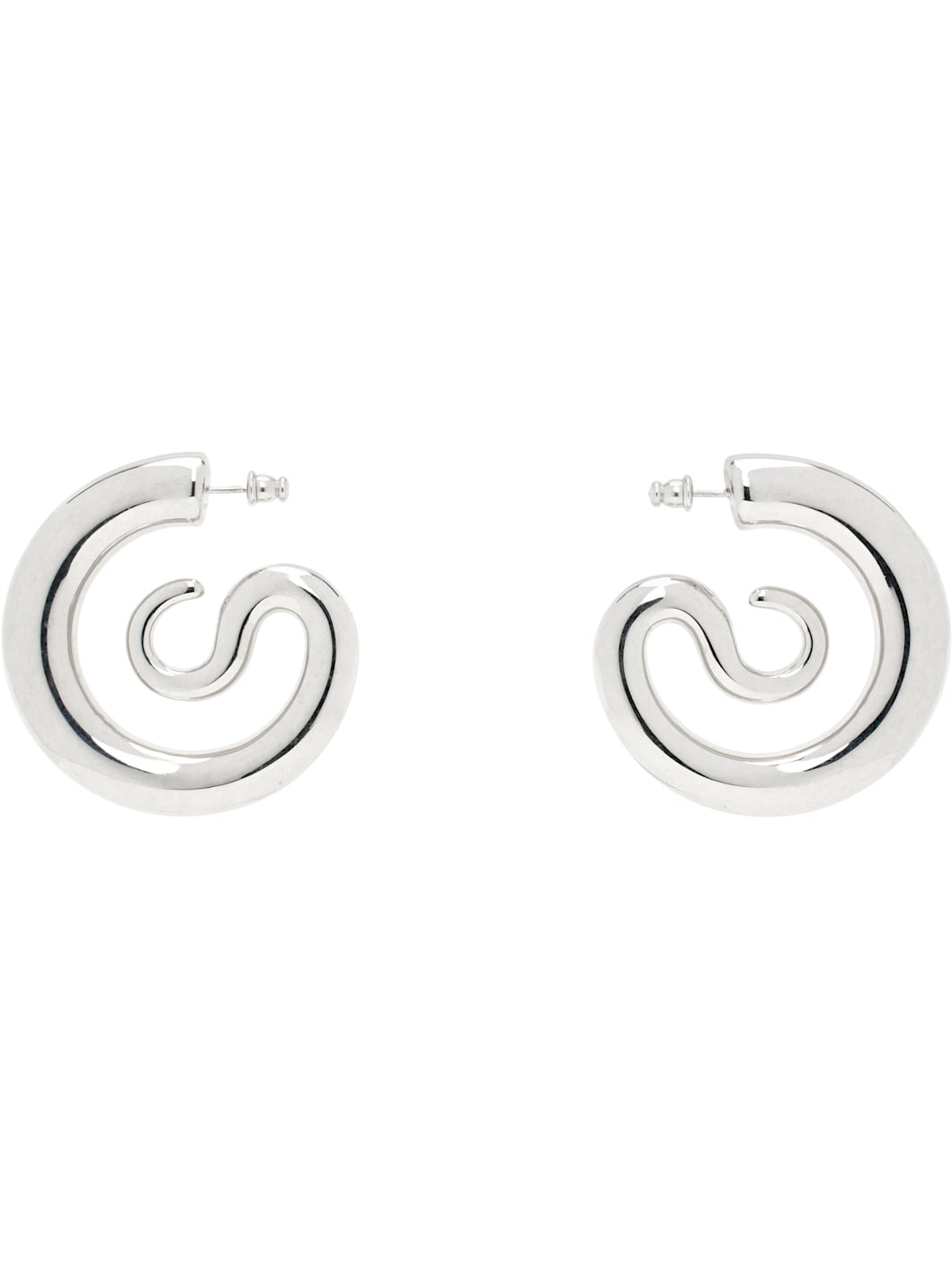 Silver Serpent Hoops Medium Earrings - 1