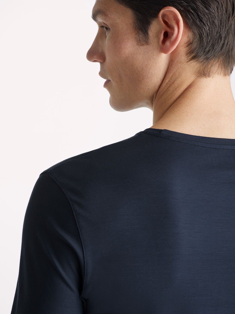 Men's Long Sleeve T-Shirt Basel Micro Modal Stretch Navy - 5