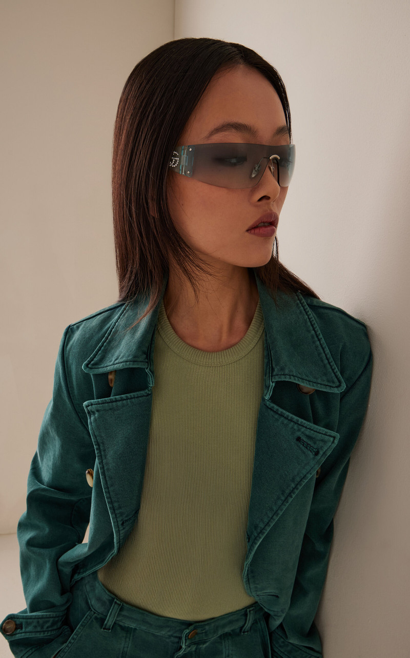 GUCCI Crystal Mask-Frame Sunglasses blue outlook