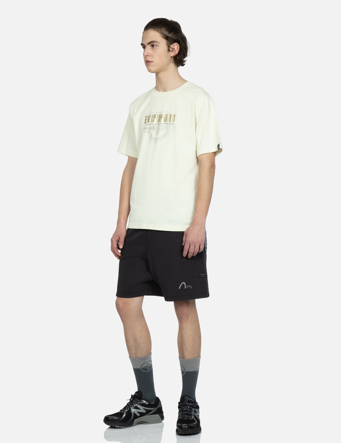 Distorted Kamon Embroidery Sweat Shorts - 4