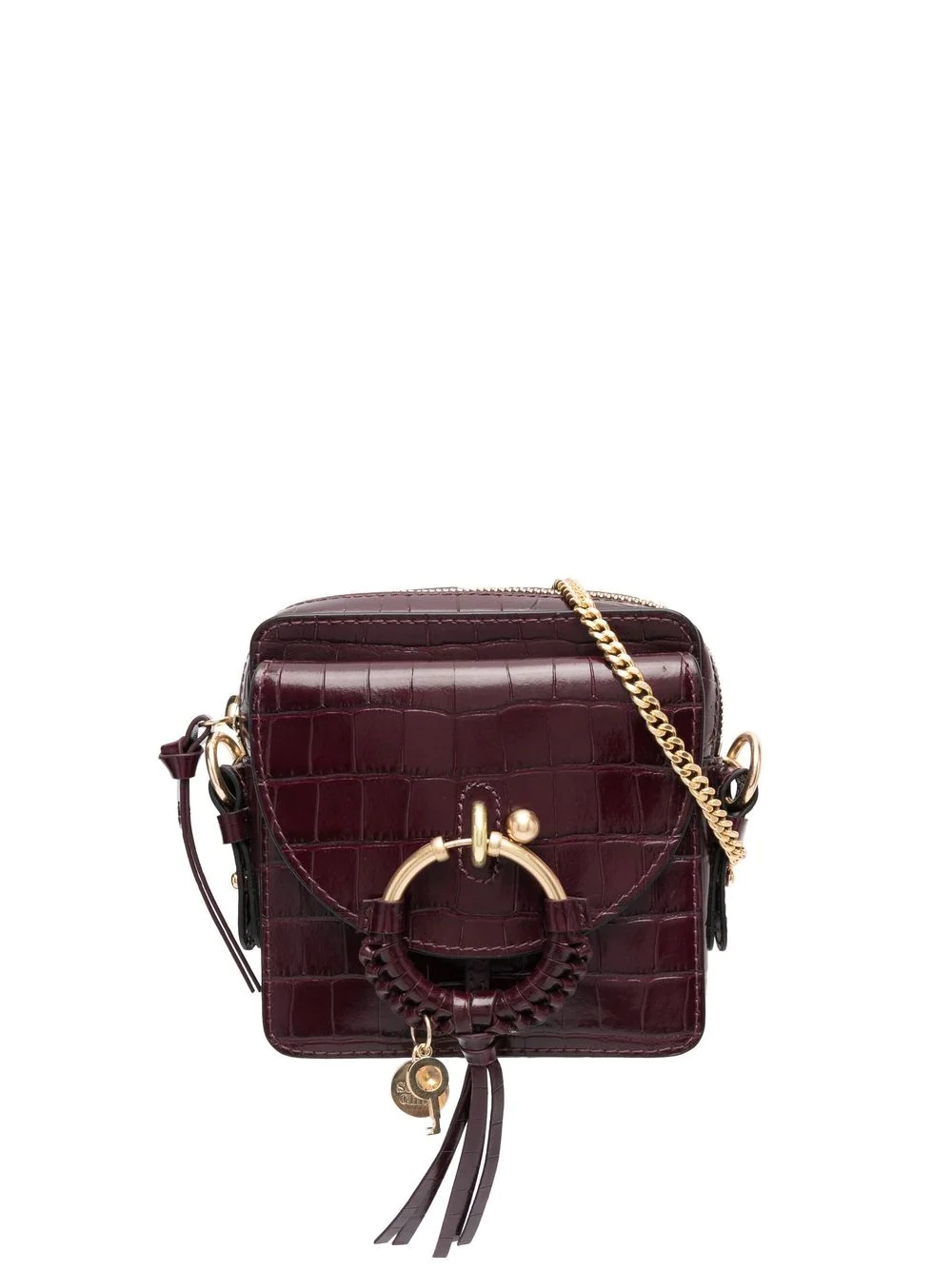 Faye crocodile-embossed camera bag - 1