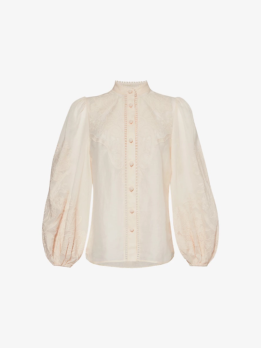 Ottie floral-embroidered linen shirt - 1