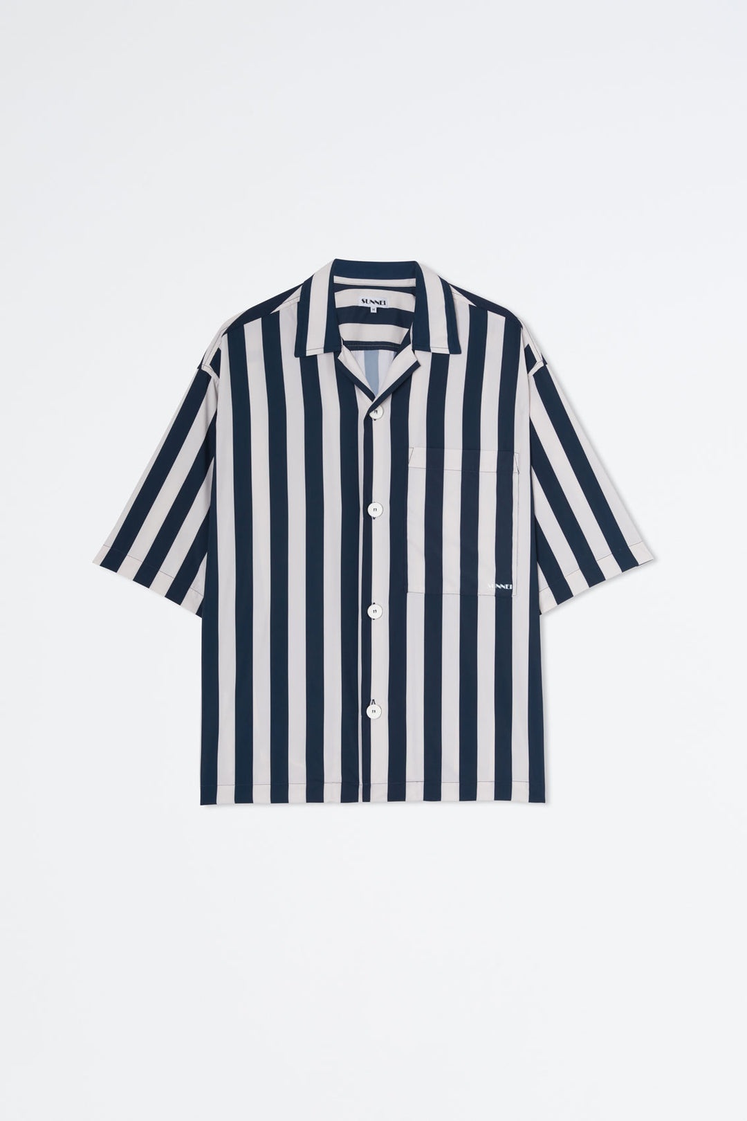 SHORTSLEEVED BLUE & WHITE NYLON SHIRT - 1