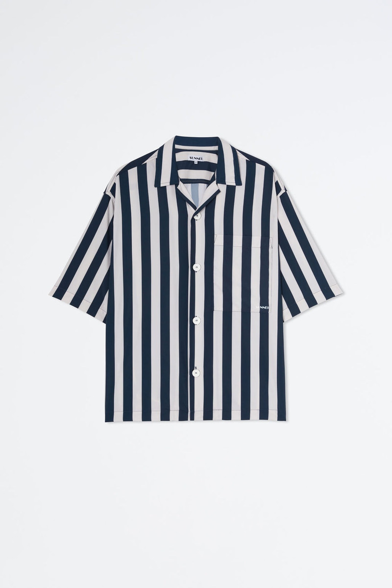 SHORTSLEEVED BLUE & WHITE NYLON SHIRT 1