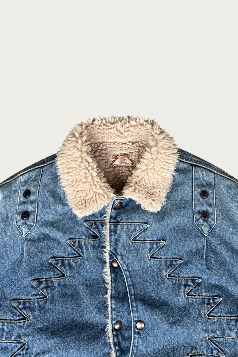 Kapital 12.5oz BrokenDenim x Boa Fleece THUNDERBIRD JKT - Indigo outlook