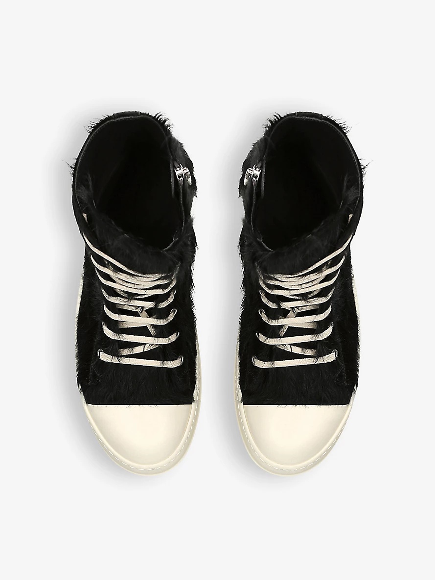 Serrated-sole pony-hair high-top trainers - 2