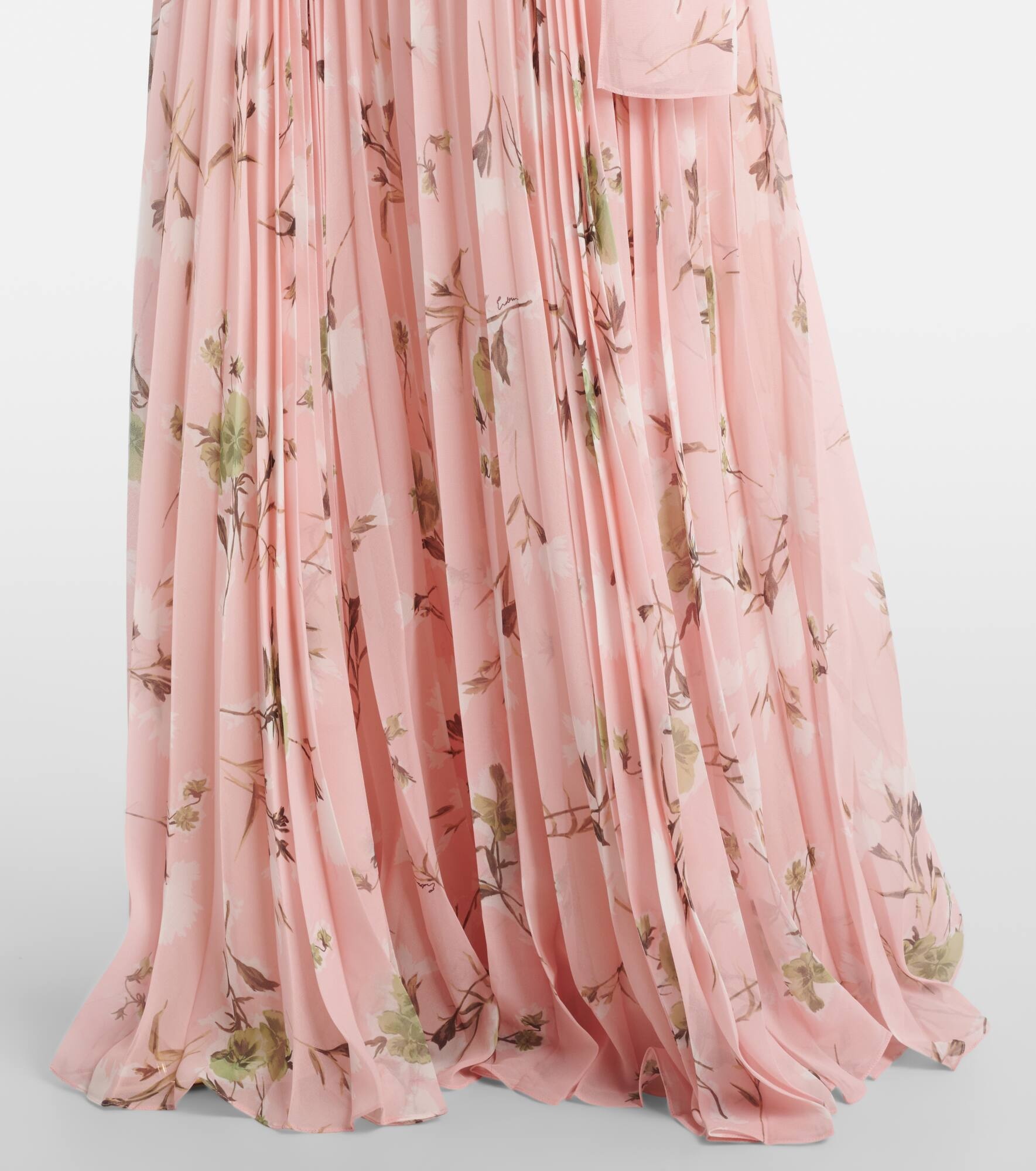 Floral pleated voile gown - 6