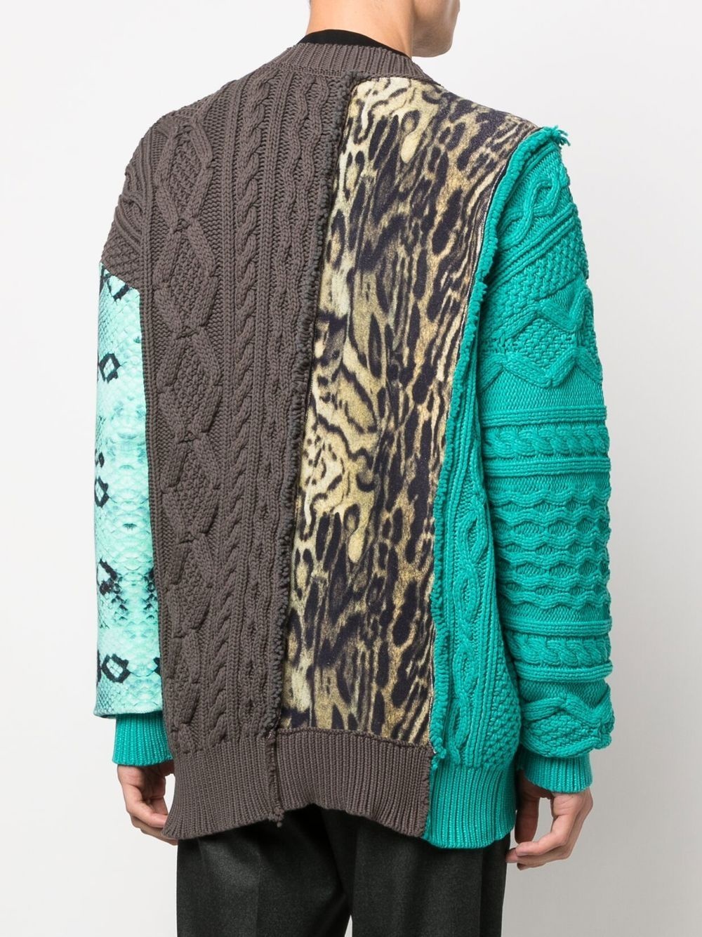 patchwork-detail crew neck jumper - 4
