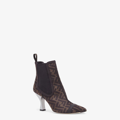 FENDI Black mesh, high-heeled ankle boots outlook