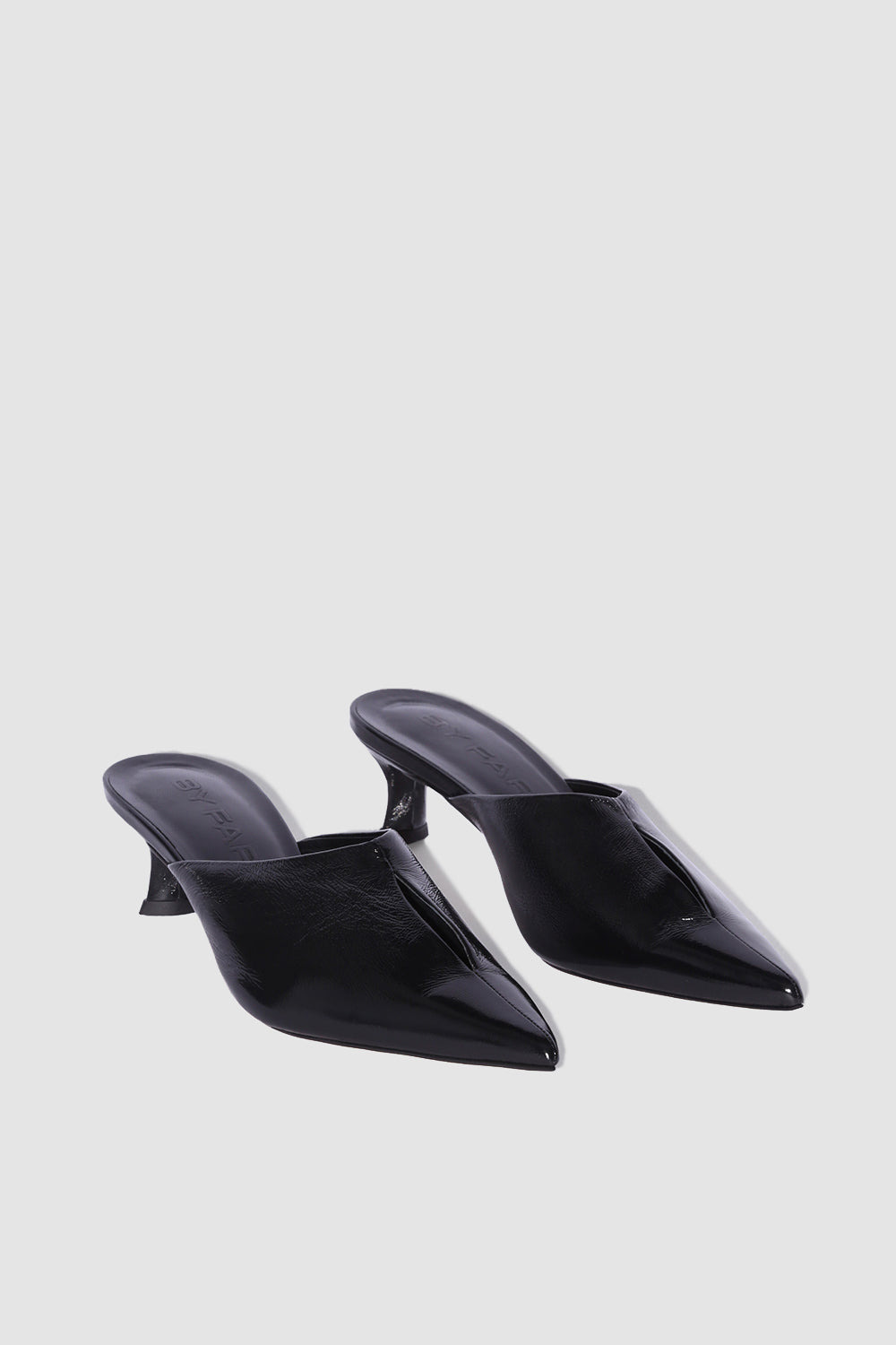 Luciana Black Glossed Nappa Leather Mule - 2