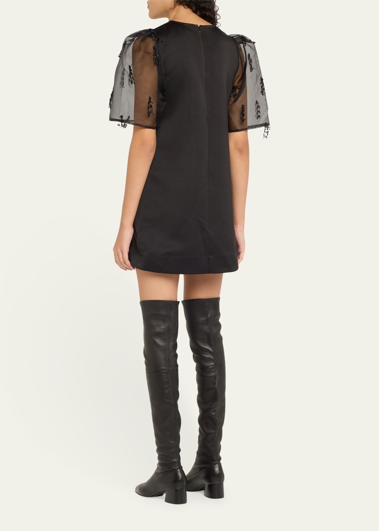 Fringed Organza Mini Shift Dress - 3