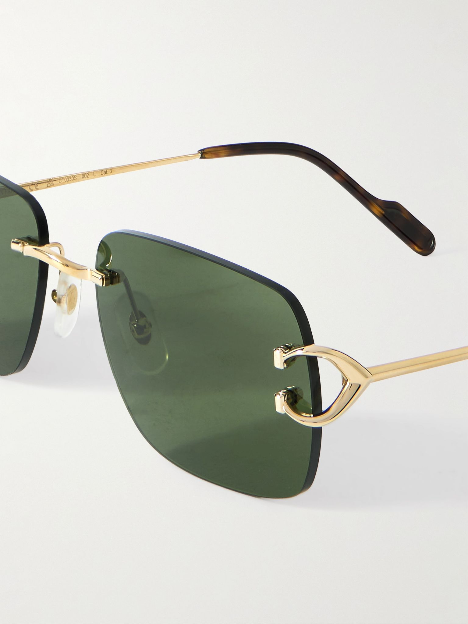 Frameless Gold-Tone and Tortoiseshell Acetate Sunglasses Gold - 3