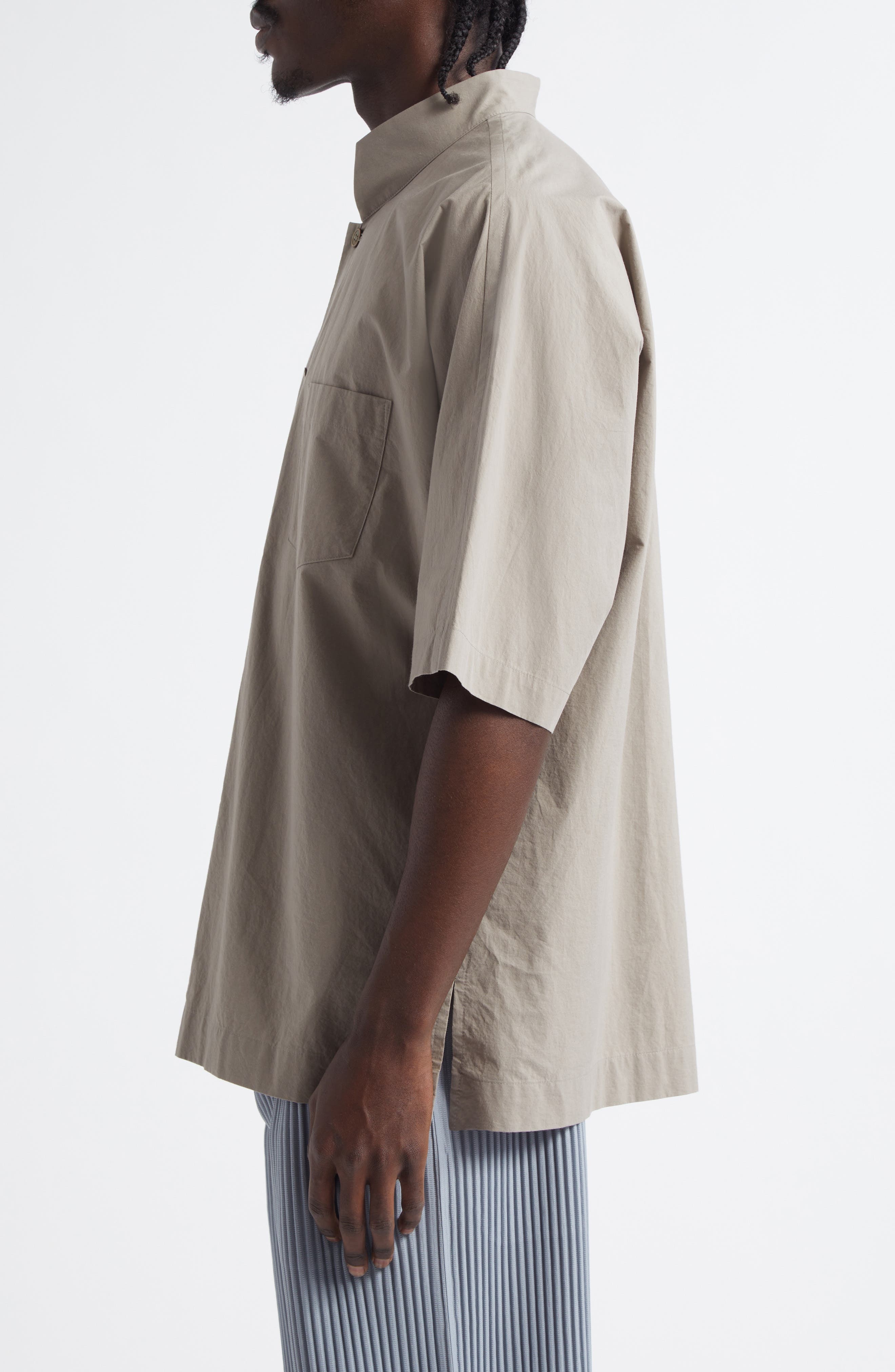 Homme Plissé Issey Miyake Cotton Button-Up Shirt in Gray at Nordstrom - 4