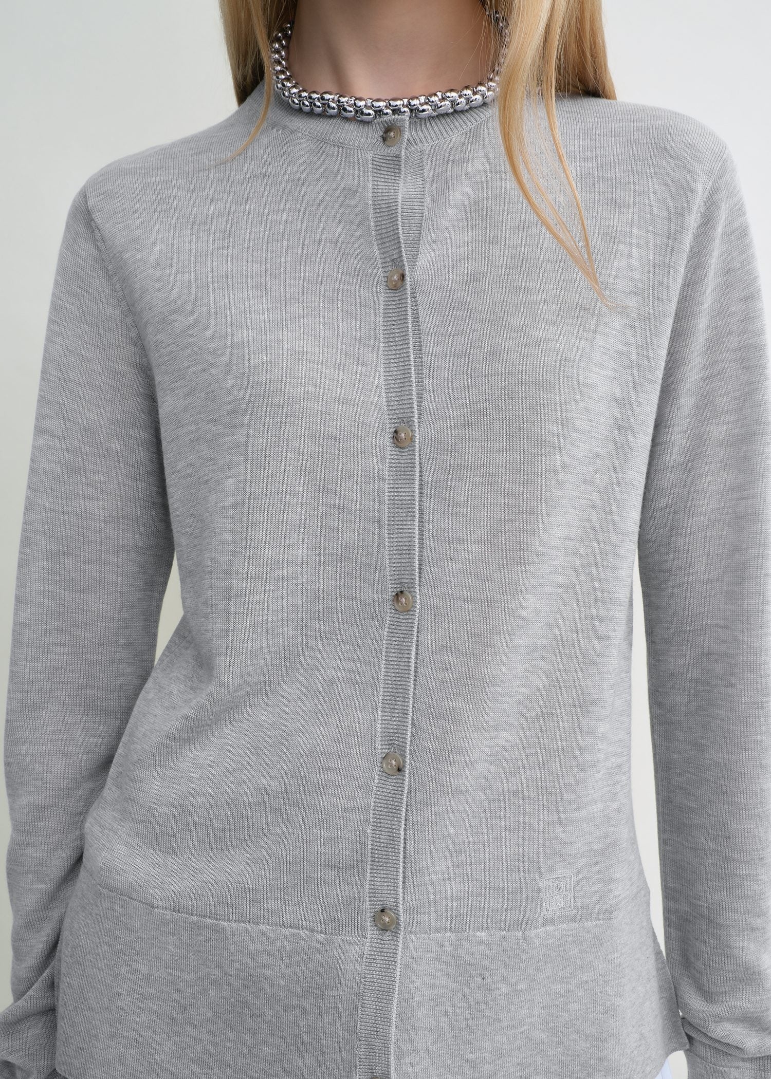 Fine knit cardigan grey - 5