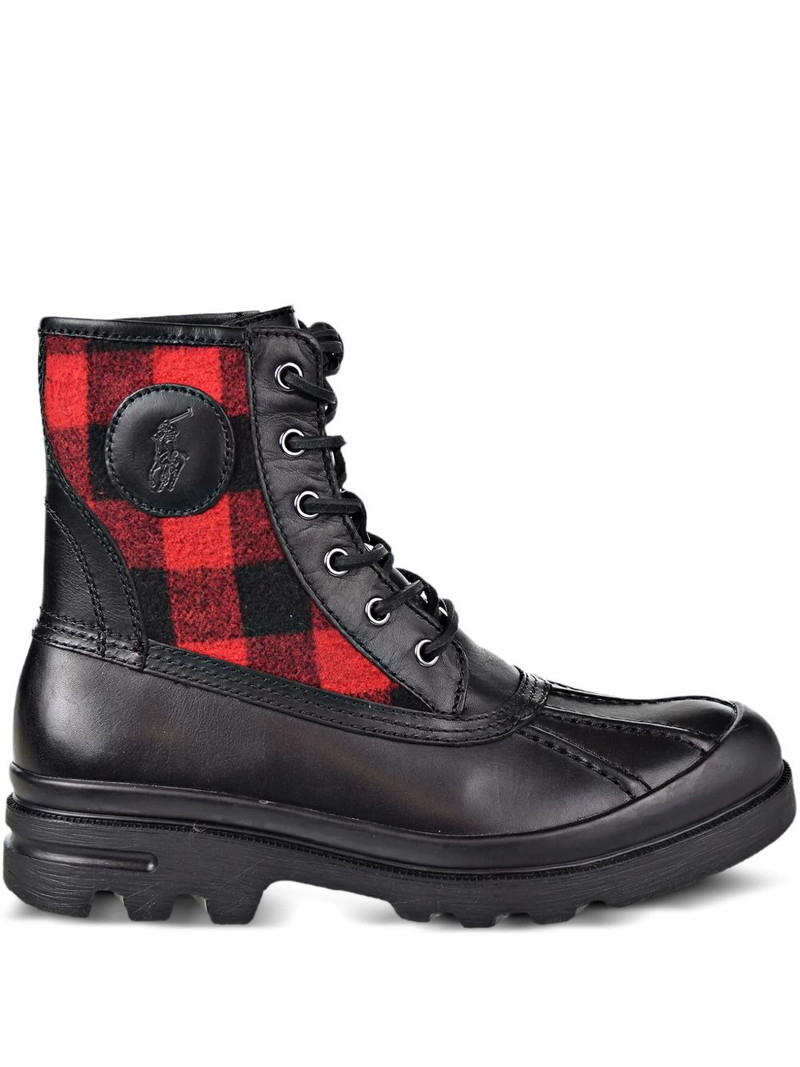 lace-up plaid-panel boots 1
