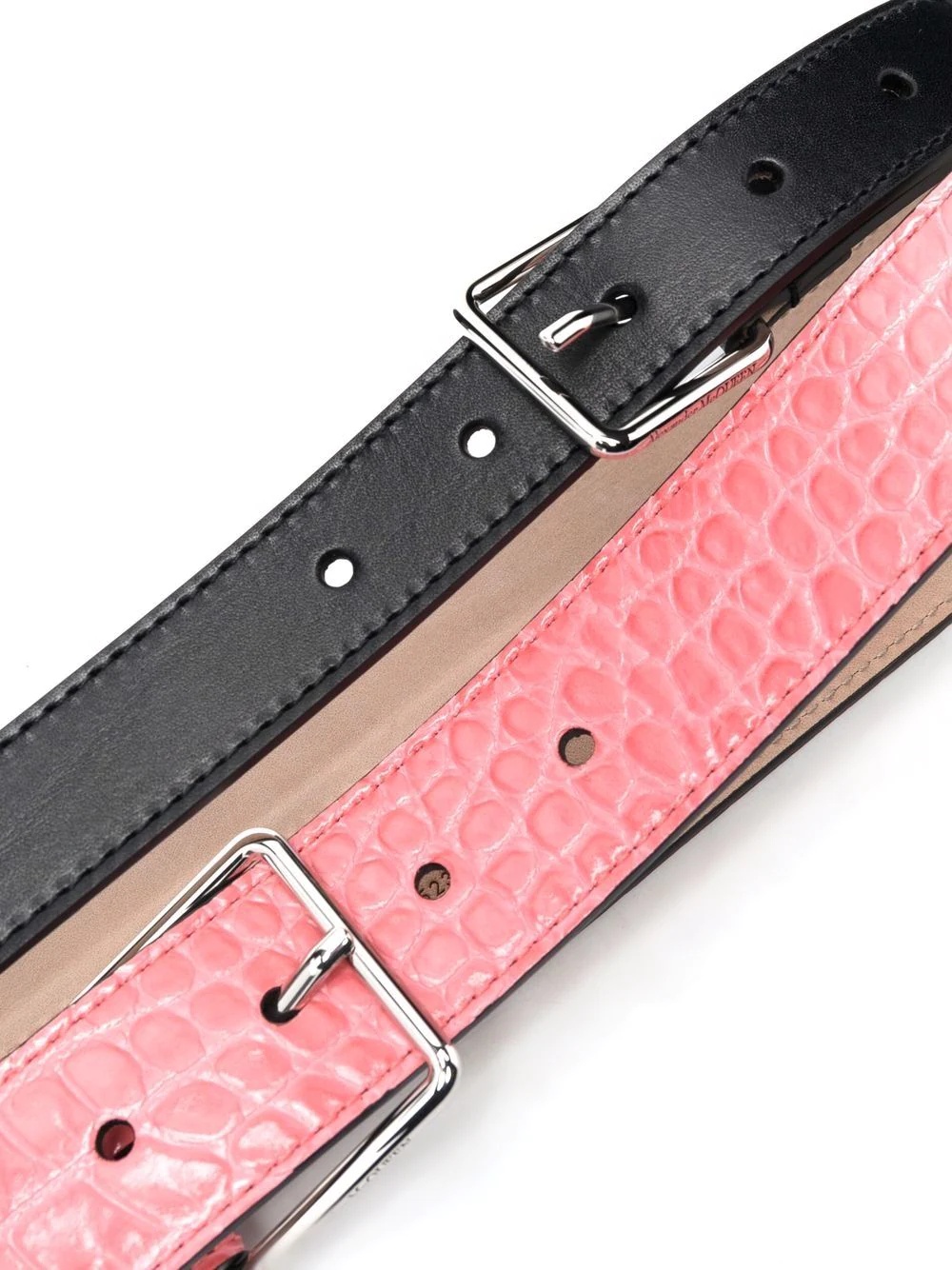 double leather buckle belt - 2