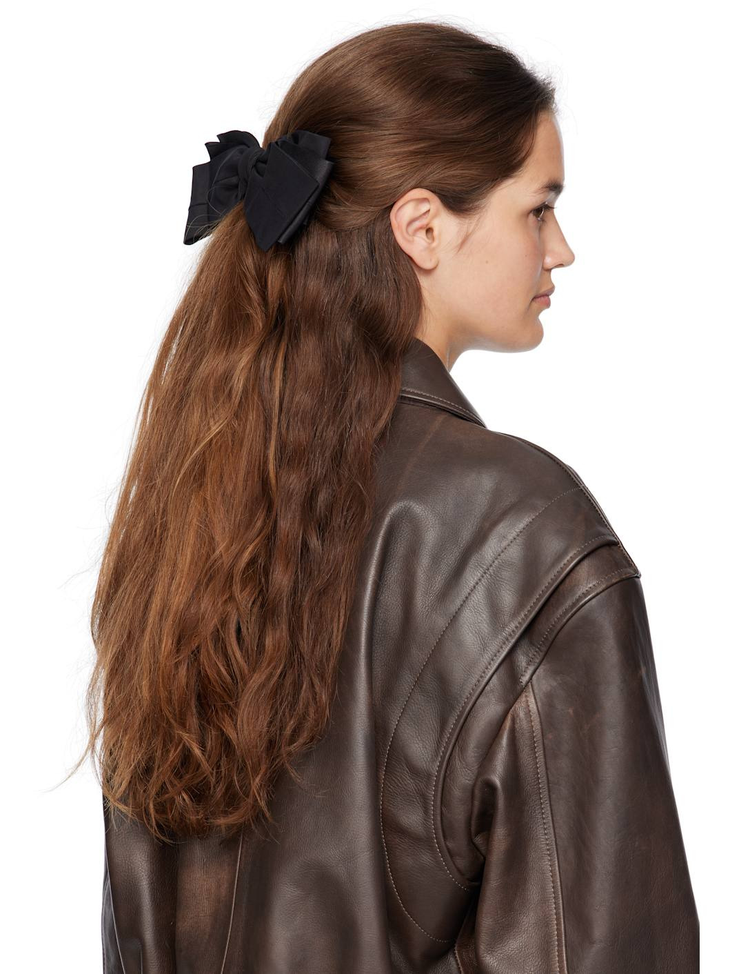 Black Classic Silk Bow Barrette - 3