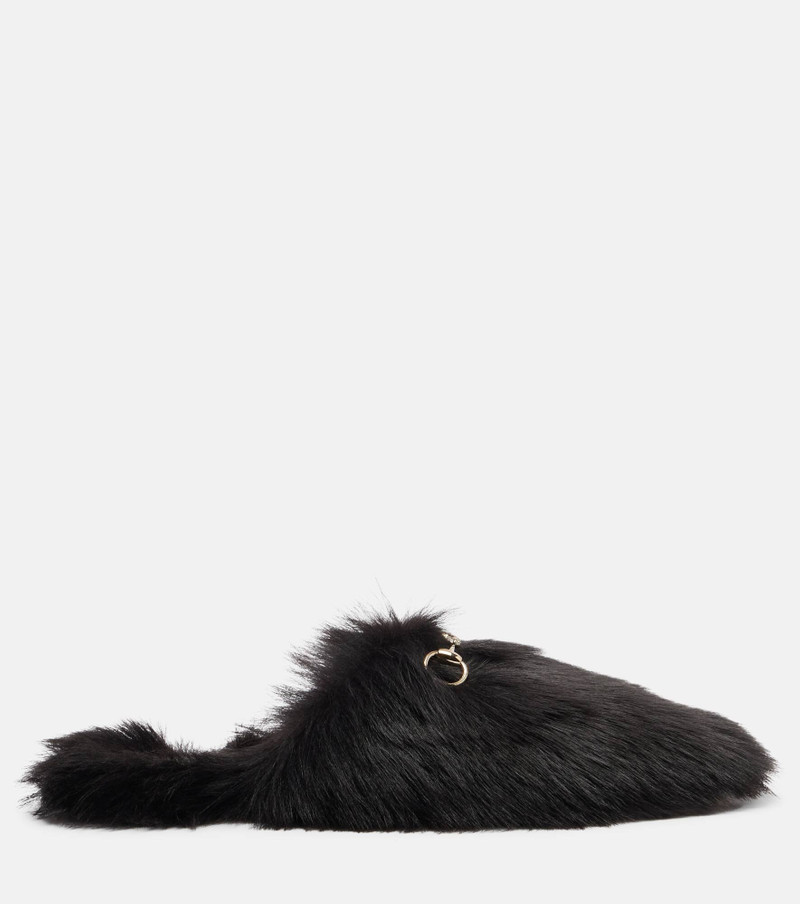 Horsebit shearling slippers 4