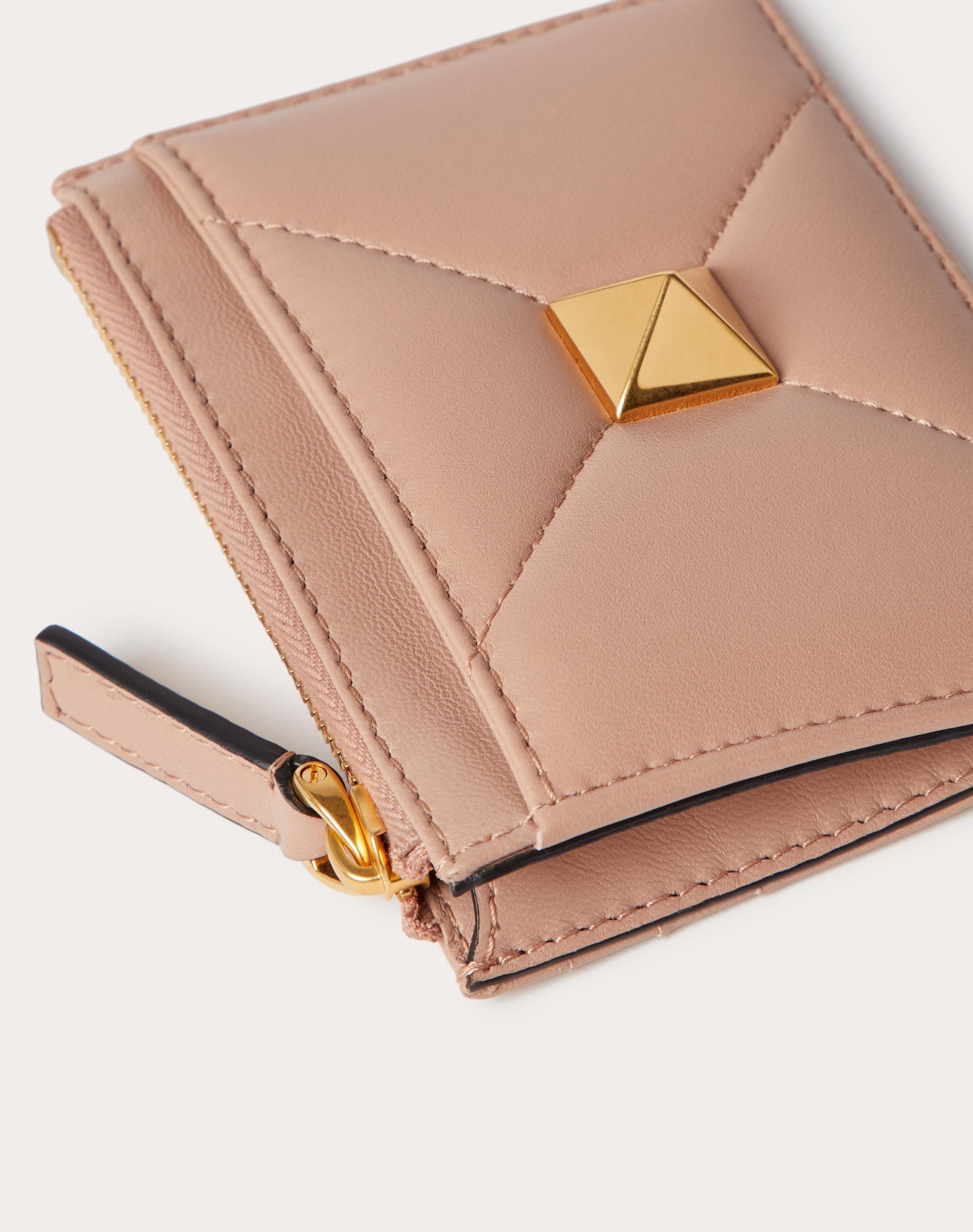 ROMAN STUD NAPPA LEATHER COIN PURSE WITH ZIPPER - 2