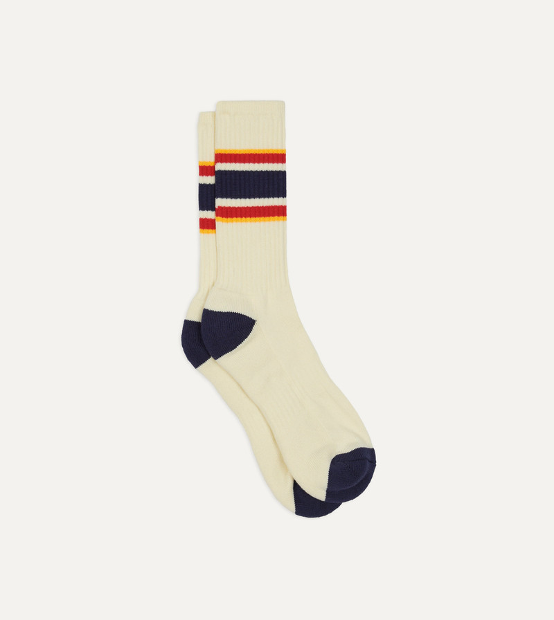 Navy, Red and Yellow Striped Sport Socks 1