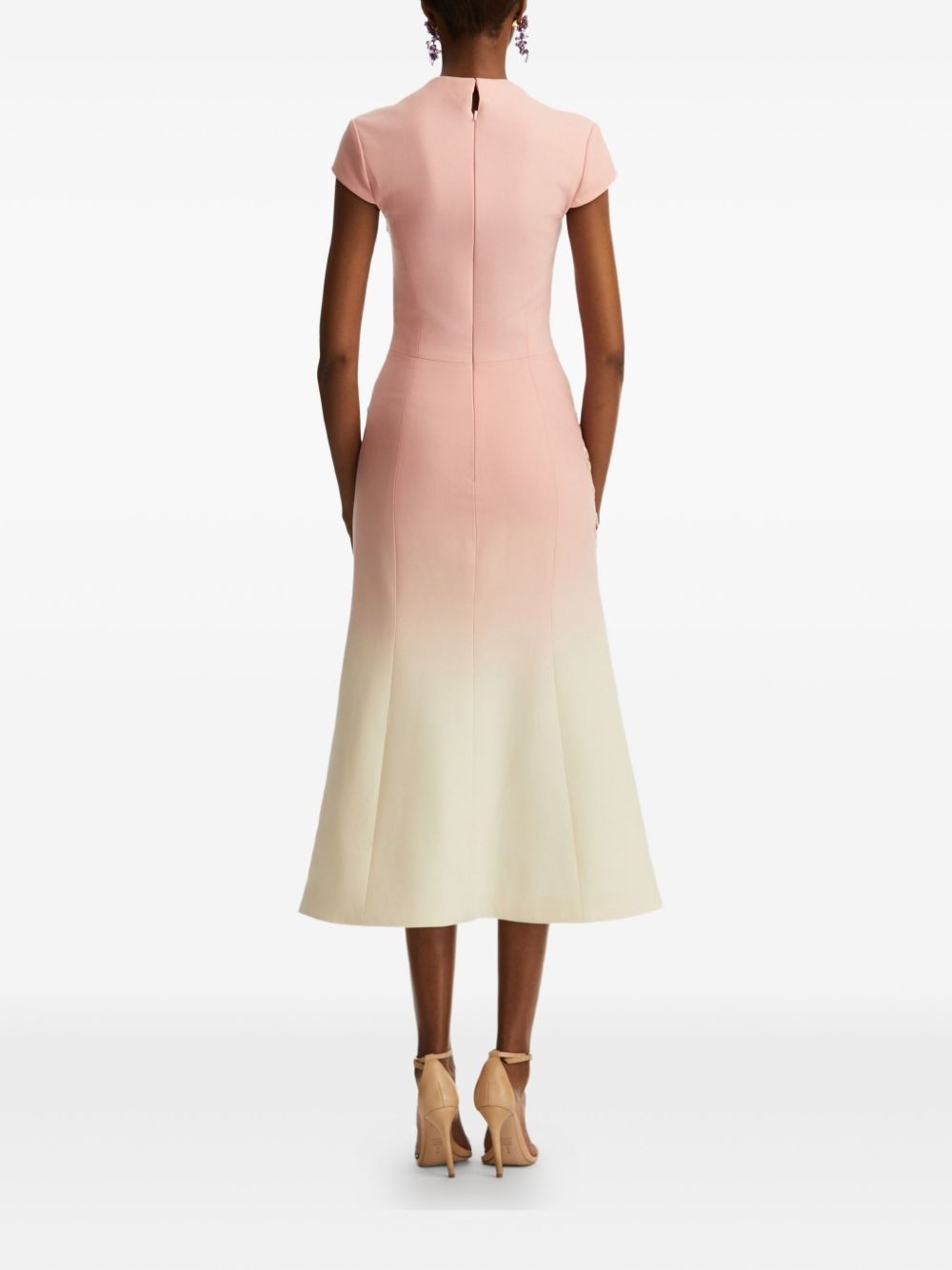 floral-embroidered midi dress - 4