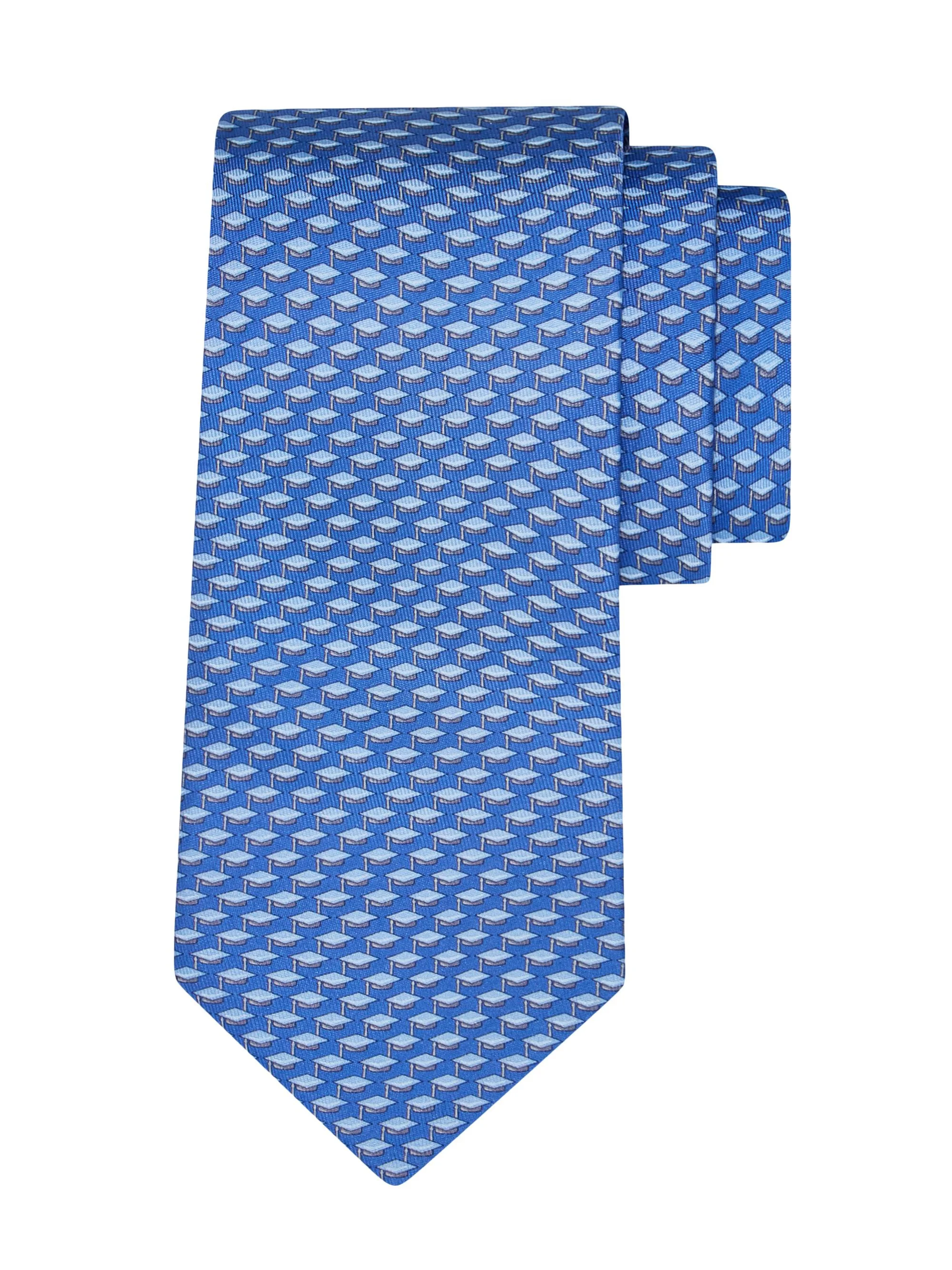 Men's Aurea Silk Mortarboard Tie - Azzurro - 1