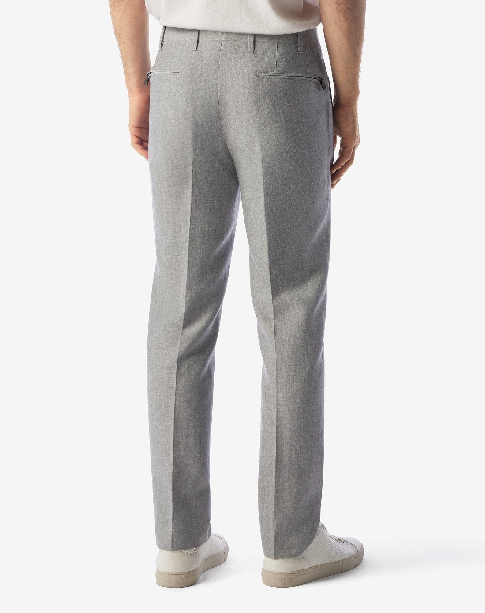 Gray wool and linen chambray trousers - 3