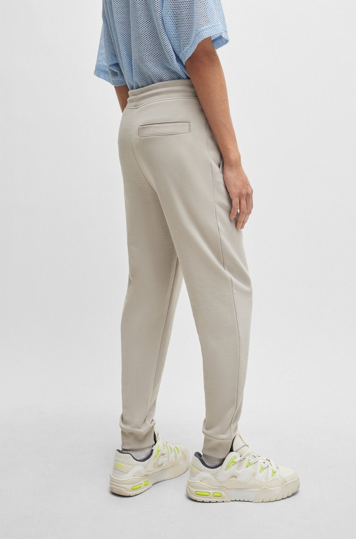 COTTON-TERRY TRACKSUIT BOTTOMS WITH RED LOGO LABEL - 5