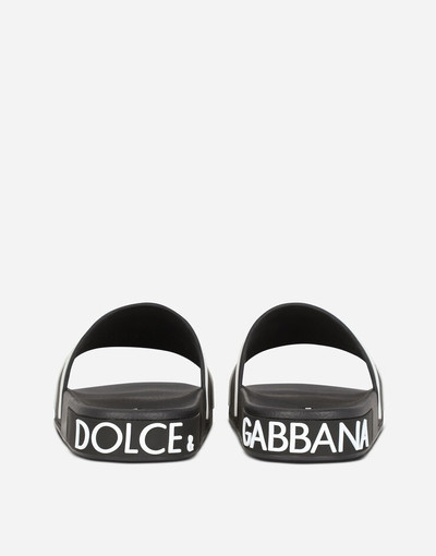 Dolce & Gabbana Rubber beachwear sliders with Dolce&Gabbana milano and crown outlook