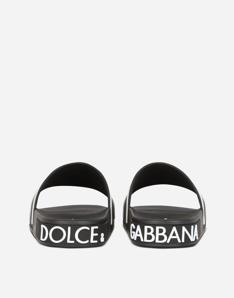 Dolce & Gabbana Rubber beachwear sliders with Dolce&Gabbana milano and crown outlook