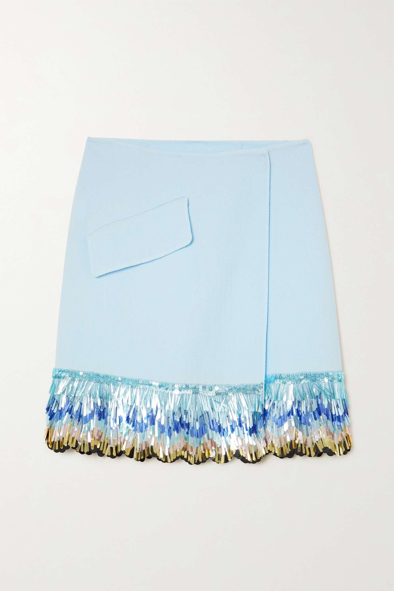 Sequined wool-cloqué mini wrap skirt - 1