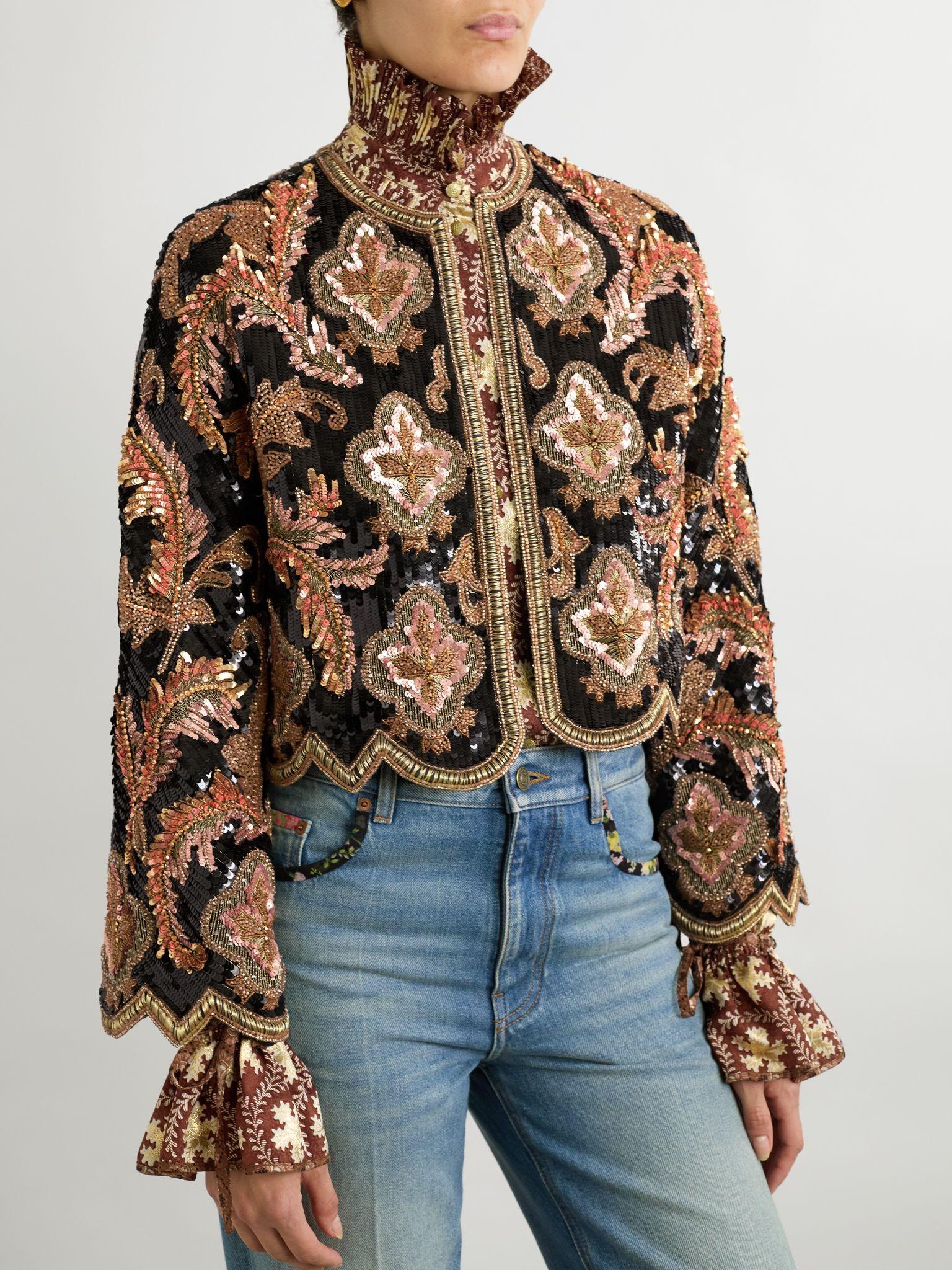 Embellished silk jacket Gold - 3