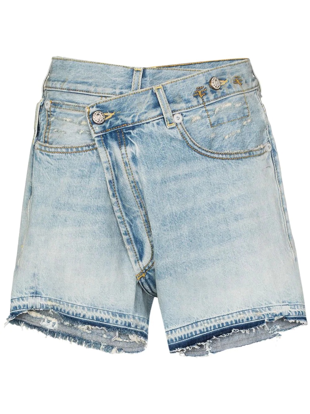 crossover denim shorts - 1