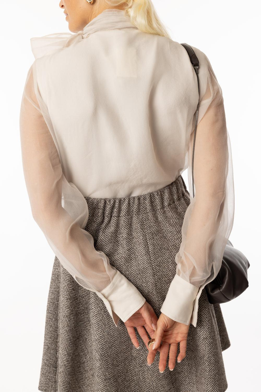 Crispy Bow Blouse - 4