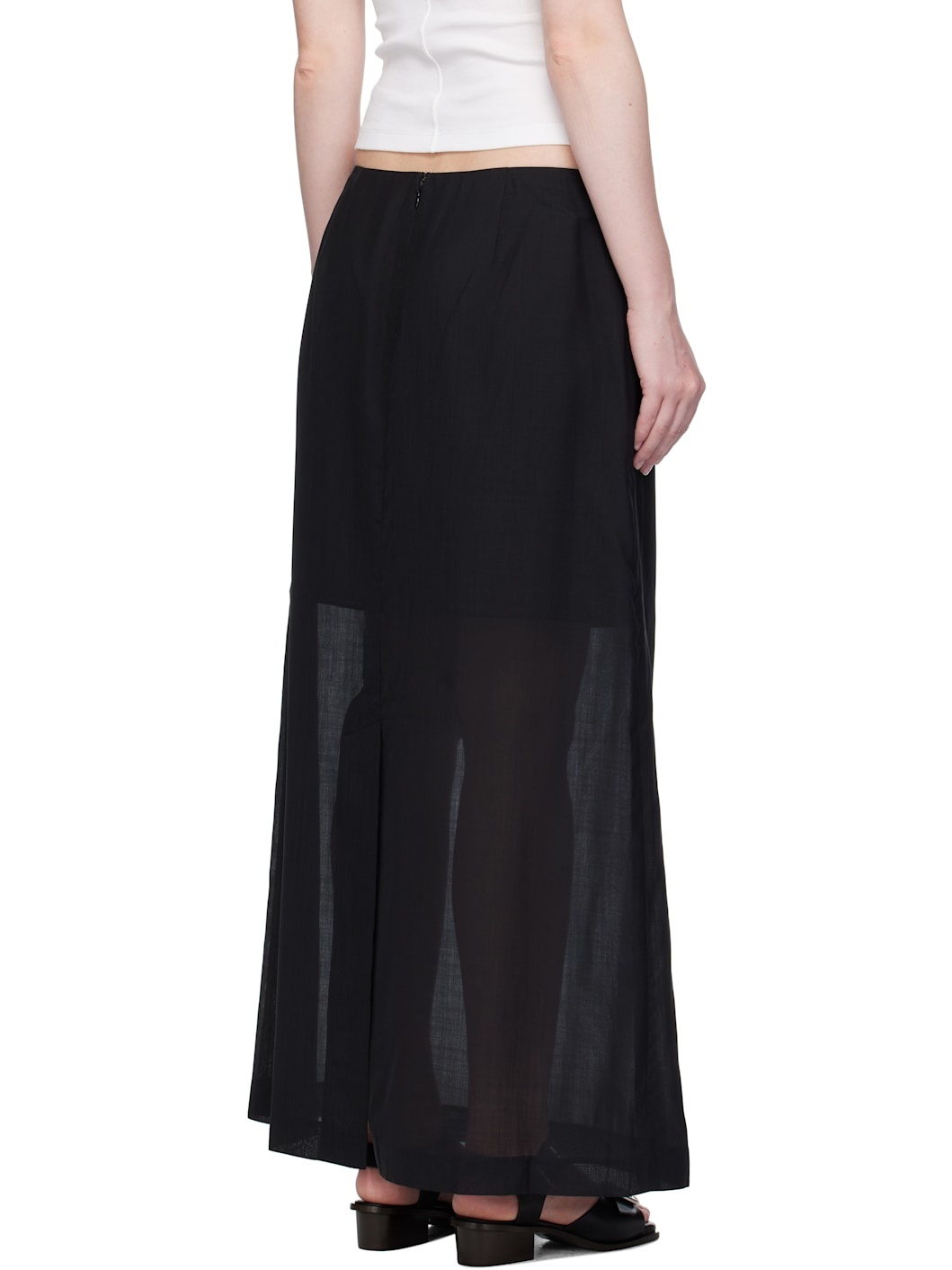 Black Sheer Long Maxi Skirt - 3