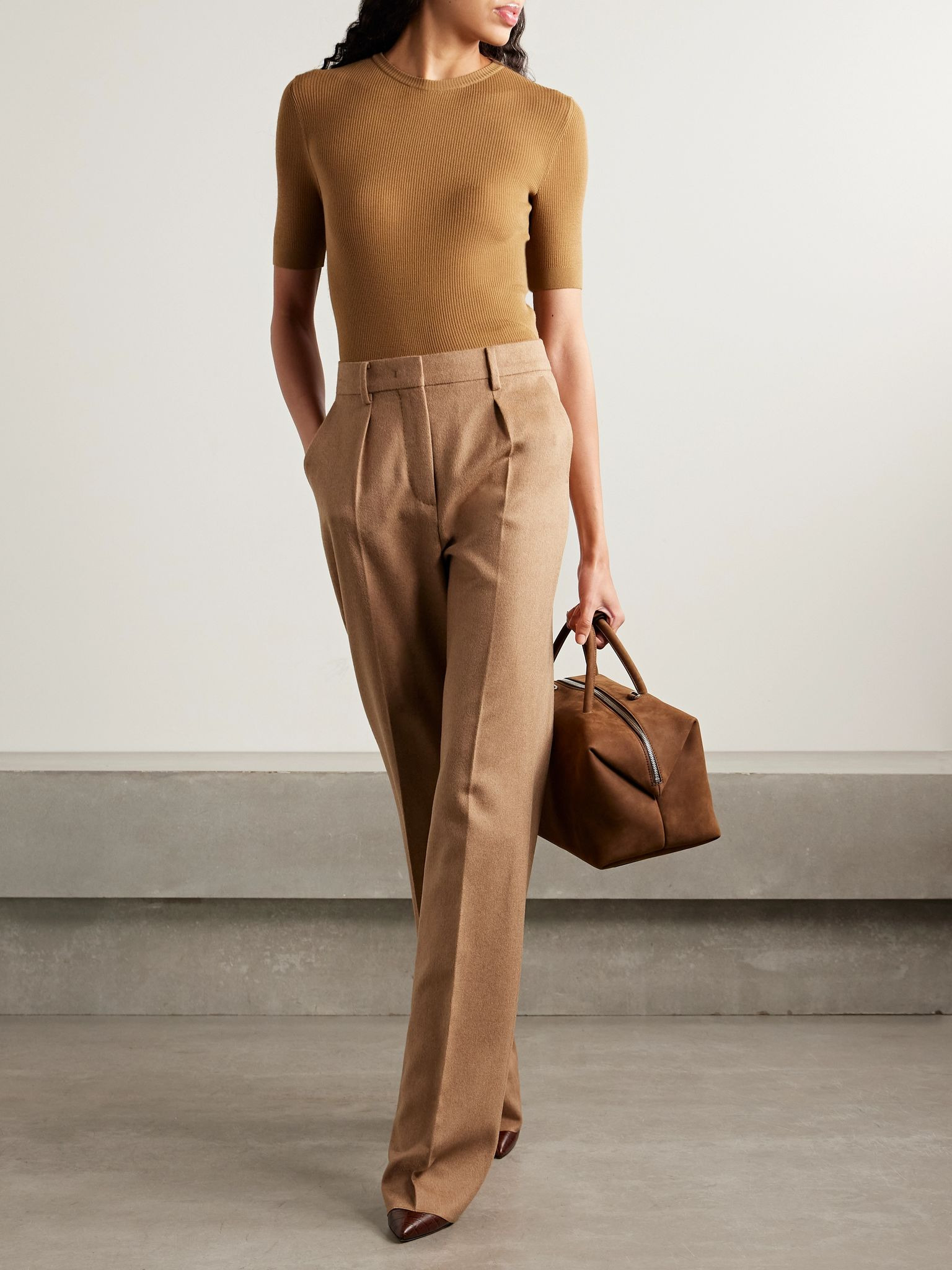Camel hair straight-leg pants Camel - 2