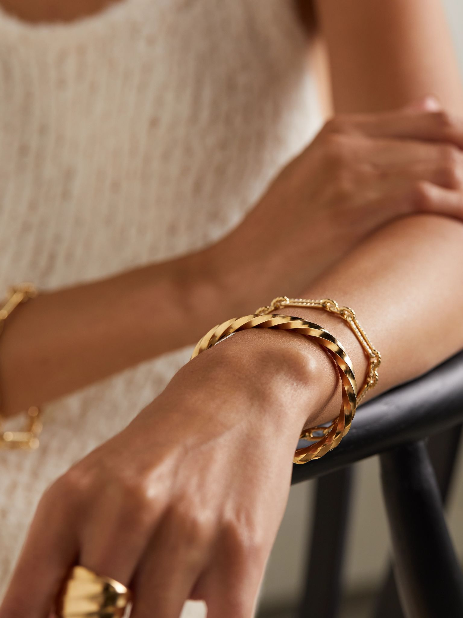 + NET SUSTAIN Cable Edge 18-karat recycled gold cuff Gold - 2