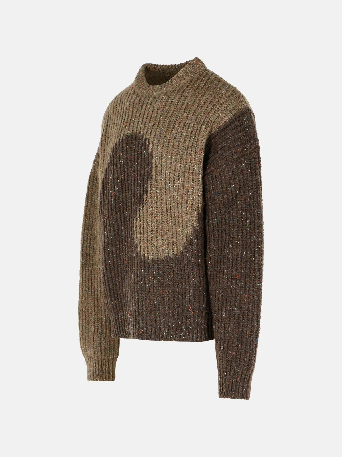 BROWN WOOL BLEND SWEATER - 2