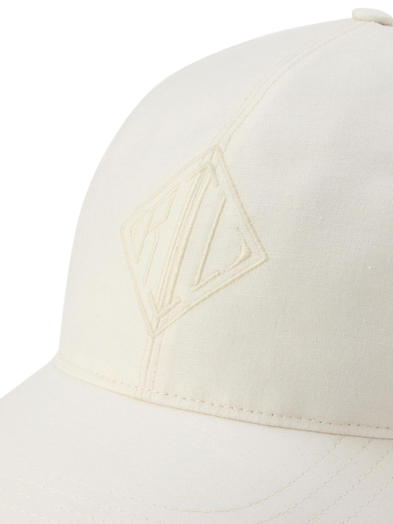 Men's Embroidered Logo Silk-Linen Baseball Cap - Deckwash White 3