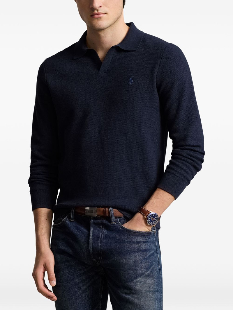 Pony- embroidered polo-collar sweater 3