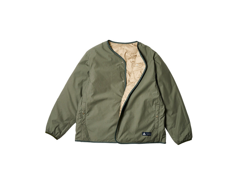 PALACE PALACE NANAMICA REVERSIBLE DOWN CARDIGAN SAGE GREEN outlook