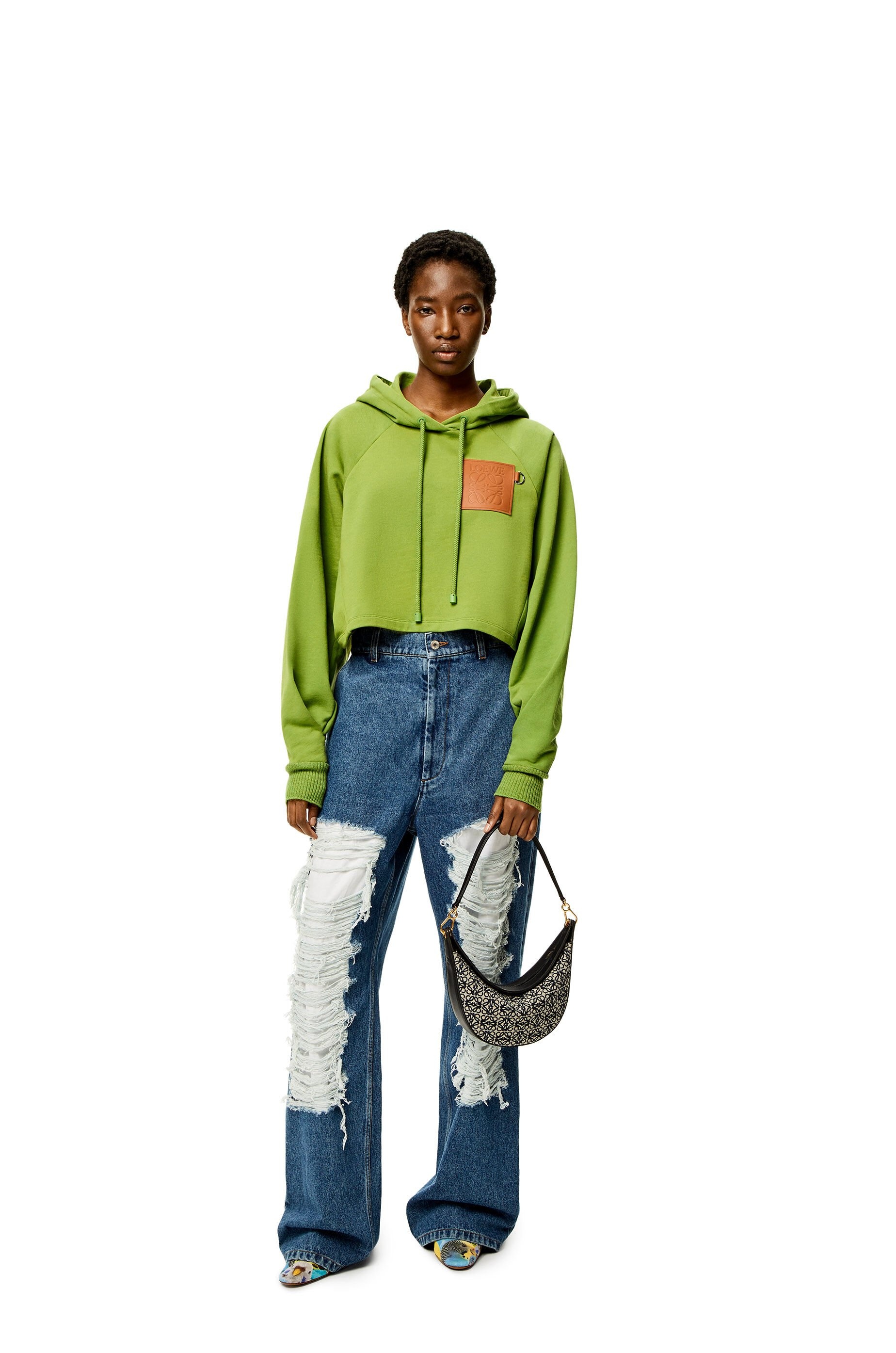 Anagram cropped hoodie in cotton - 2